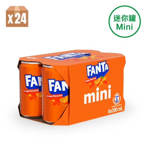 Fanta Orange Flavoured Soda 200ml Mini Can 6P x 4 (Random delivery of old and new packings)