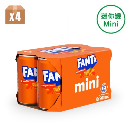 Fanta Orange Flavoured Soda 200ml Mini Can 6P x 4 (Random delivery of old and new packings)