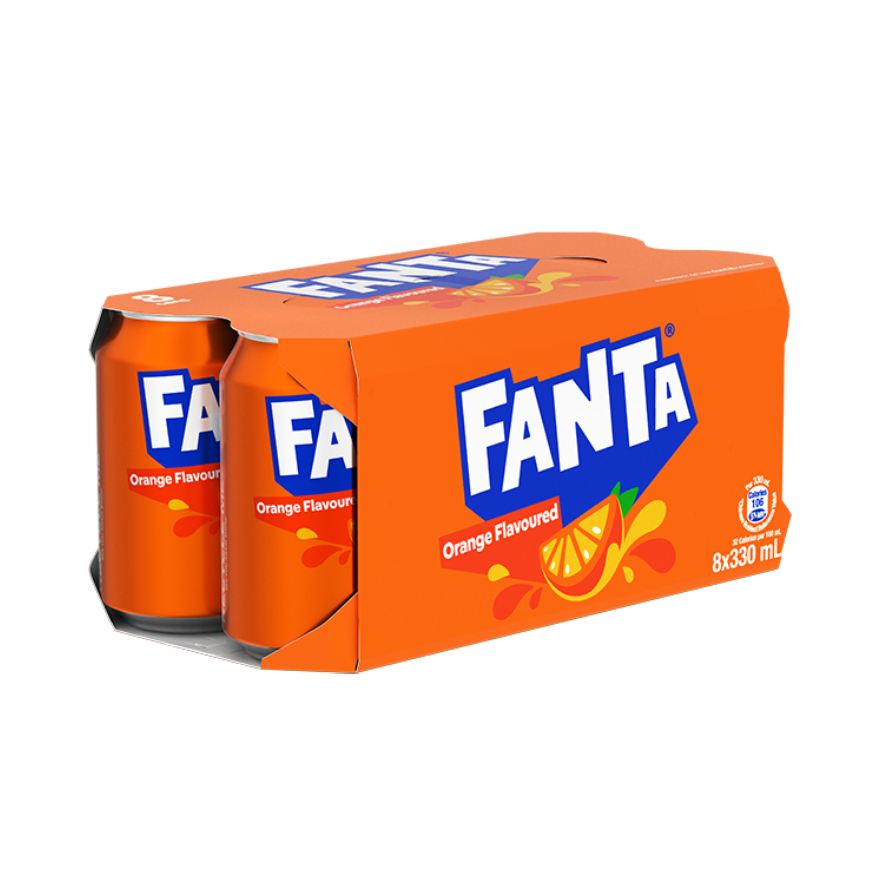 Fanta Orange Flavoured Soda 330ml CAN 8P (Random delivery of old and new packings)