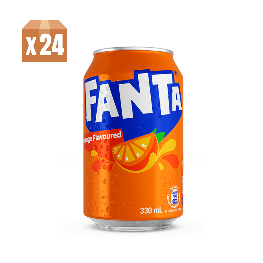 Fanta Orange Flavoured Soda 330ml CAN 24P