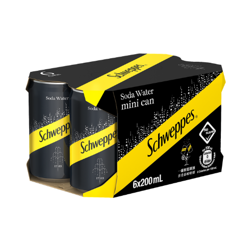Schweppes Soda Water 200ml Mini Can 6P