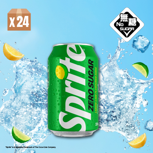 Sprite No Sugar Lemon-Lime Flavoured Soda 330ml CAN 24P (Random delivery of old and new packings)