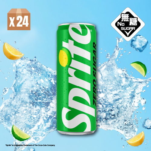 Sprite No Sugar Lemon-Lime Flavoured Soda 330mL Tall Can 24P (Random delivery of old and new packings)