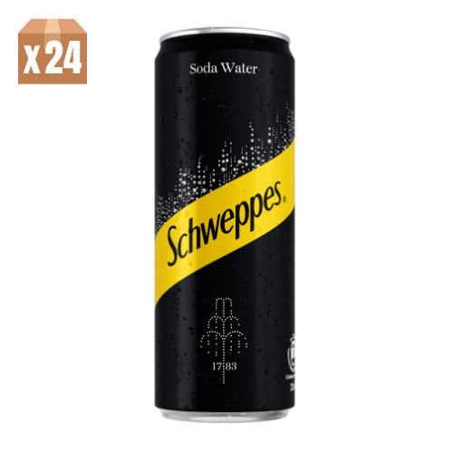 “Schweppes” Soda Water 330ml Tall Can 24P